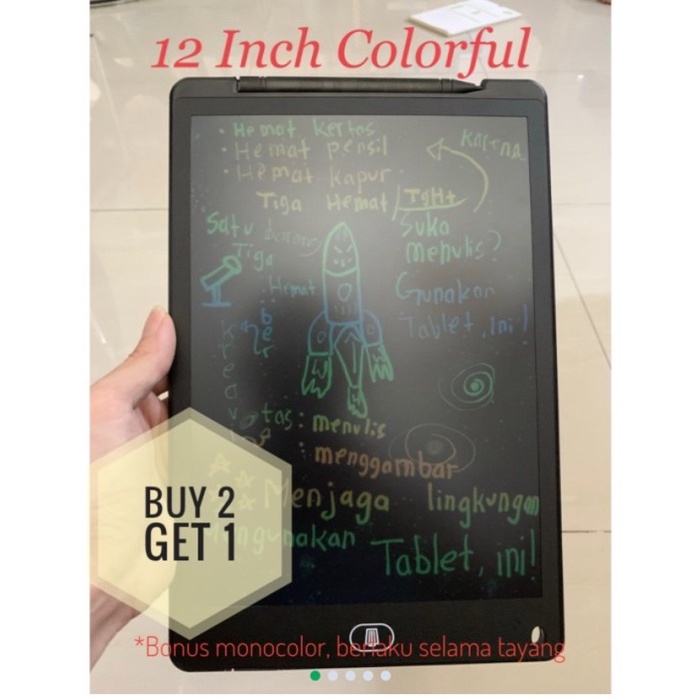 

Papan Tulis Lcd Writing Tablet Papan Tulis Digital 12 Inch Multi Color