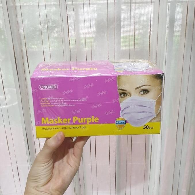 Masker karet onemed ungu/ masker medis onemed ungu earloop t-harapanindahputr Murah