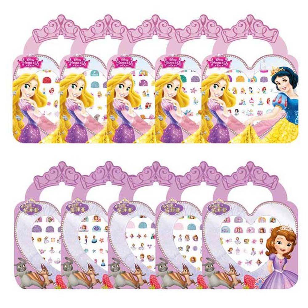 AUGUSTINA Agustina Anak Stiker Kuku Gadis Hadiah Perekat Diri Sofia Snow White Frozen Elsa Anna Nail Art Dekorasi