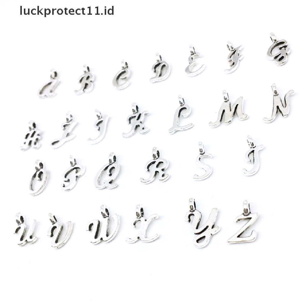 26pcs Liontin 26 Huruf Alfabet Bahasa Inggris Handmade DIY Untuk Perhiasan