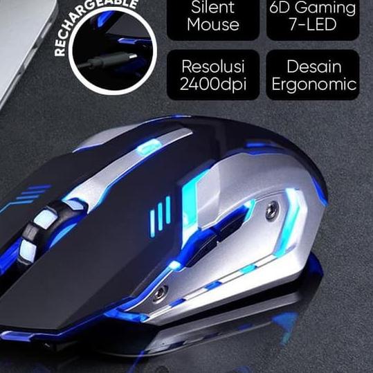 Mouse Wireless Gaming Charging Silent 2.4Ghz 7 Color RGB Divipard Q1