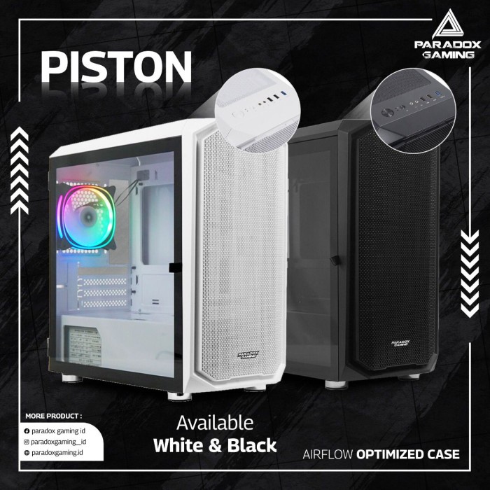 Casing Komputer Paradox Gaming Piston M ATX Free 1Fan - PC Case M ATX