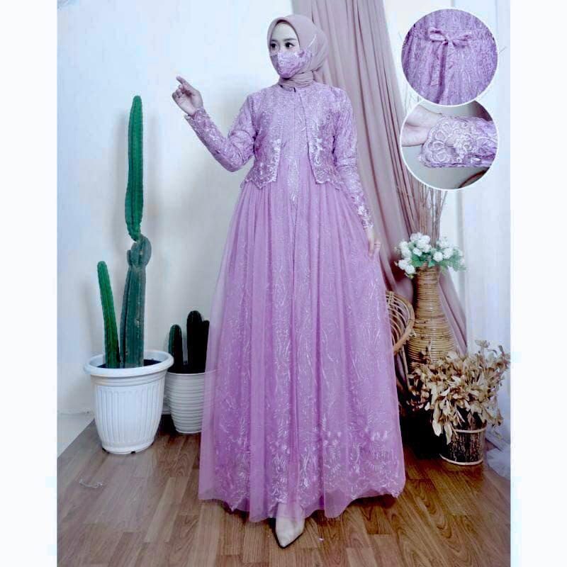 Gamis Elvira Mewah Elegant / Dress Kondangan Brukat / Gamis Maxi Brokat / Baju Kondangan / Gamis Pesta / Gamis Jumbo / Brukat Mewah Premium