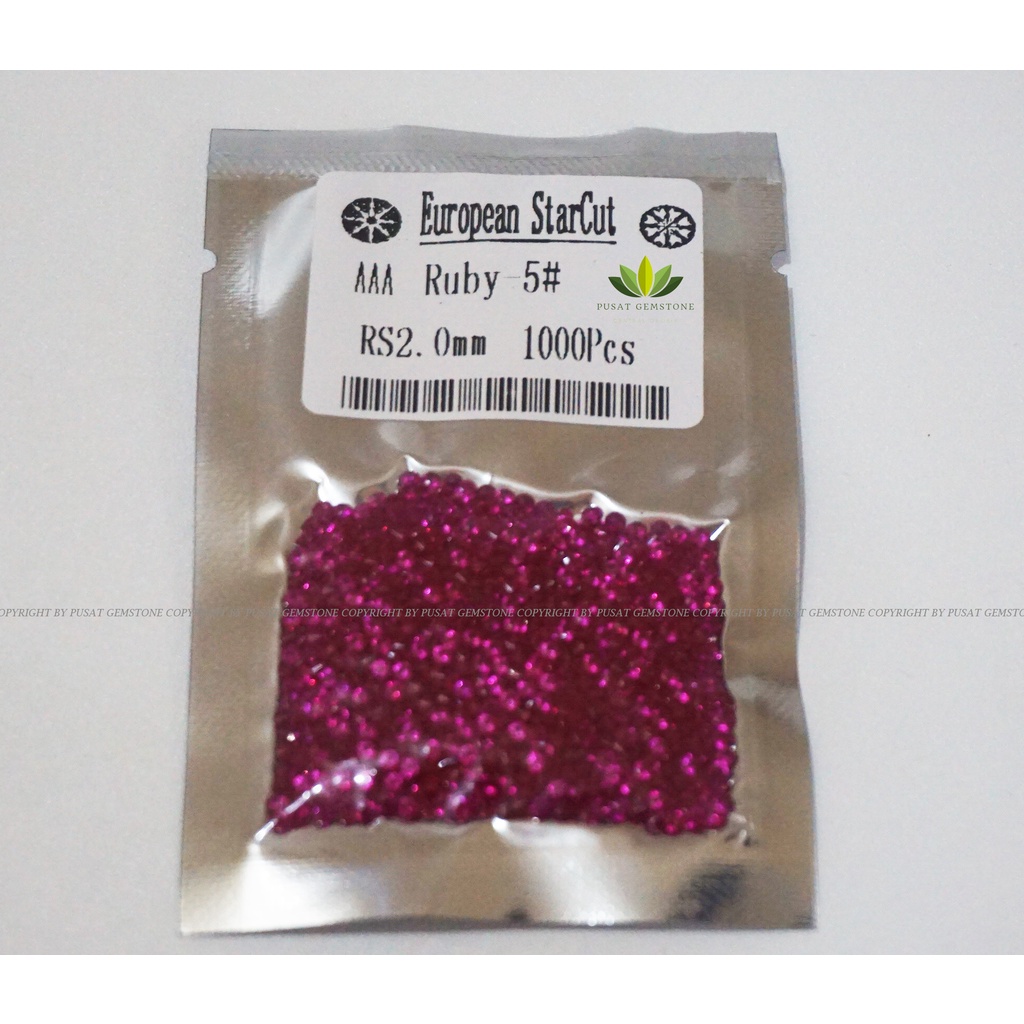 Permata Sirkon Cubic zirconia  Ruby Tabur 1000 Butir Grade AAA