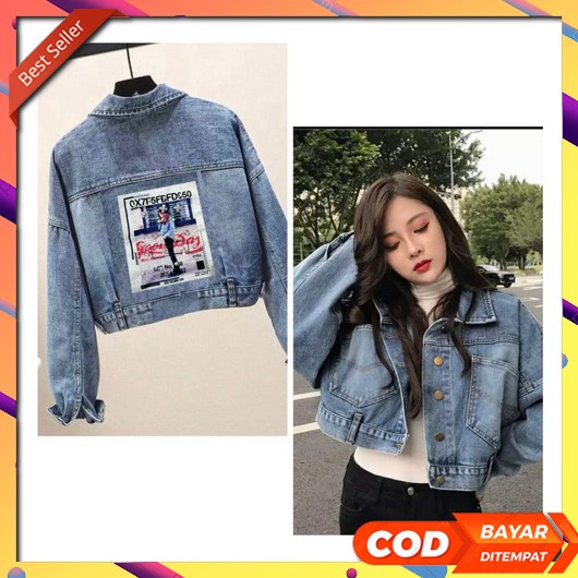 Jacket Pita Crop Jeans Wanita Sobek Rawis Jaket Denim Jins Crop Jaket Terbaru Koreanstyle Jaket Pita