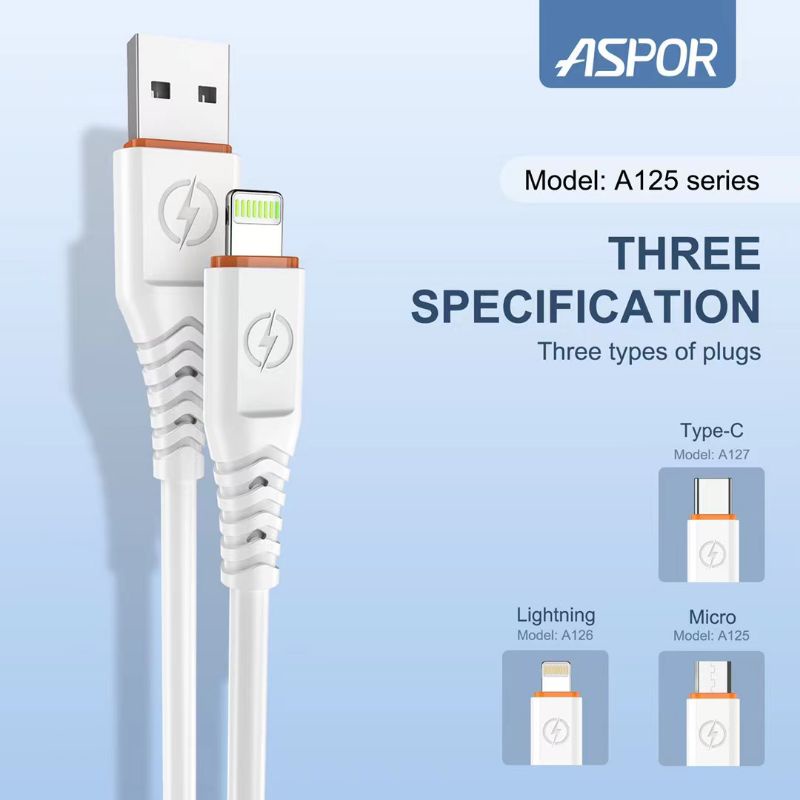 cable data 6A Aspor Type C / Lightning / Micro usb support super fast charge