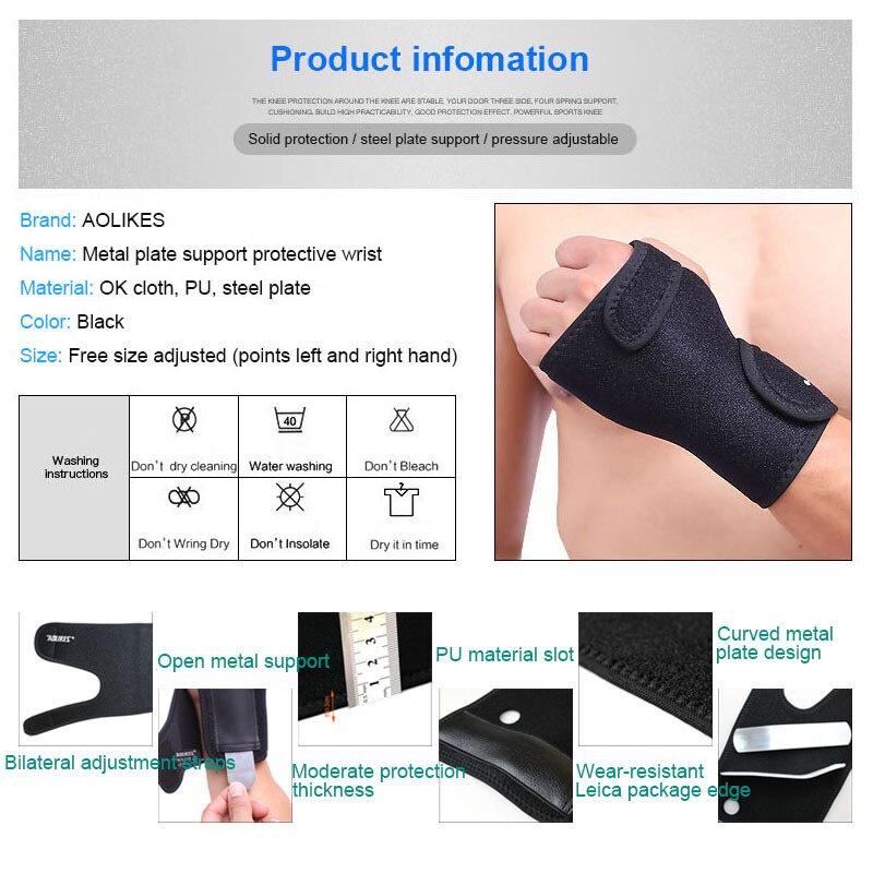 DEKER PERGELANGAN TANGAN AOLIKES PENOPANG PELINDUNG PENAHAN CARPAL TUNNEL SINDROM CTS WRIST SUPPORT PROTECTOR