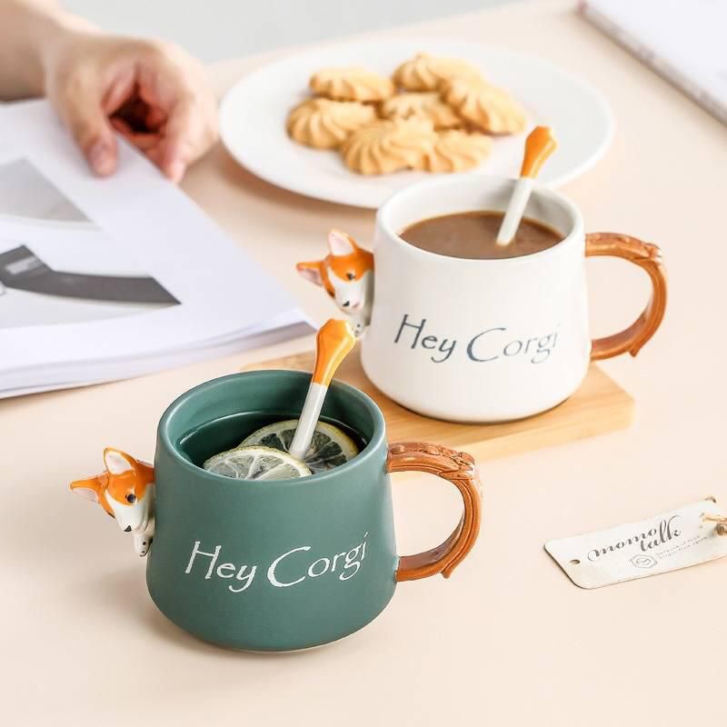 WOOF Corgi Dog Mug Keramik / Set Mug / Mug Couple