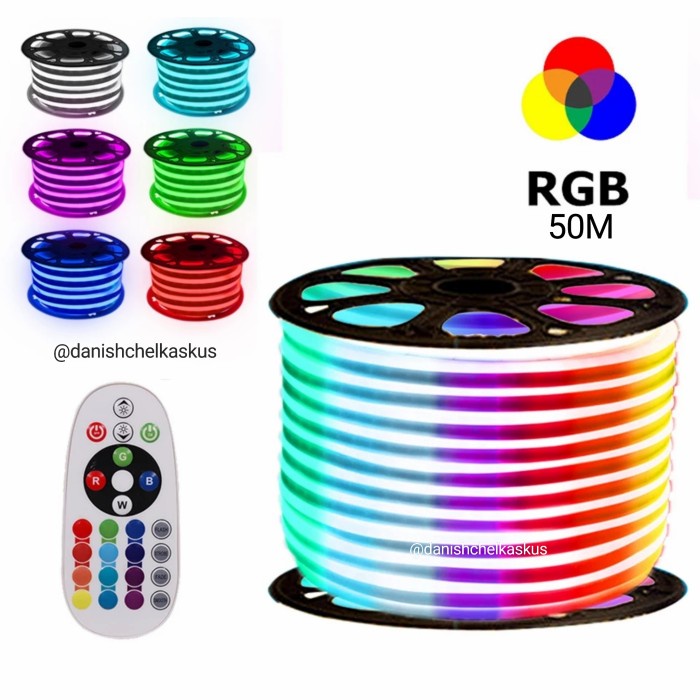 Lampu Flexible Led Strip Neon Flex Rgb Rol 50 Meter