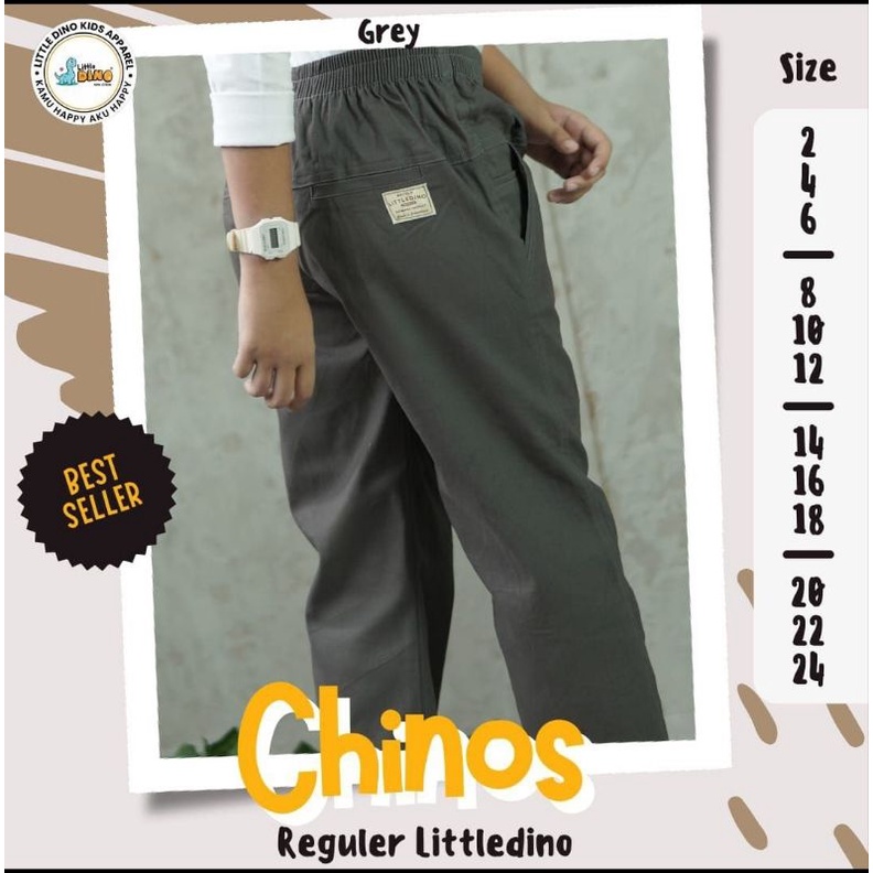 Celana Chino Reguler Litte Dino 6-12 Tahun ICelana Panjang Anak Unisex