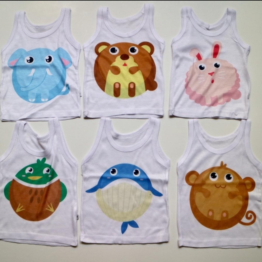 Singlet Kaos Bayi Motif Animal - Singlet Bayi Lucu Karakter