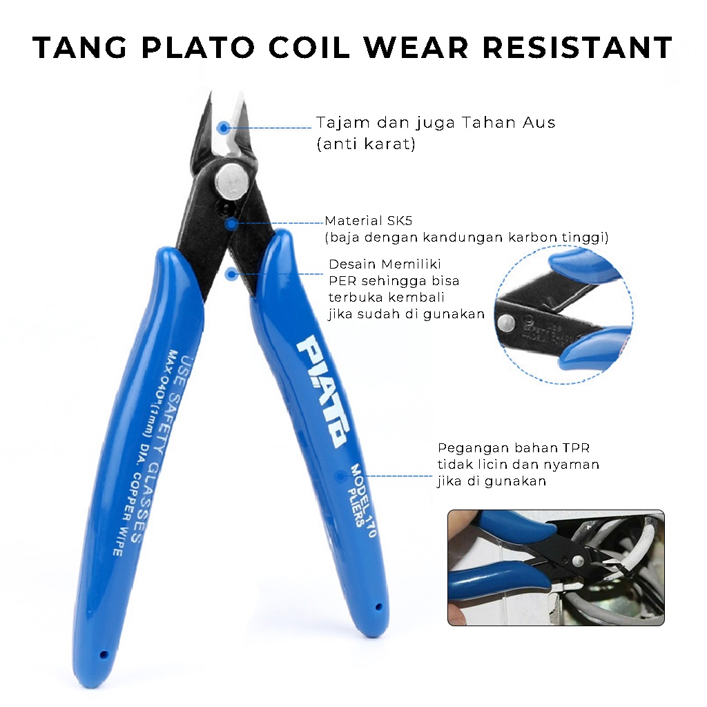 Tang Potong Kabel Multifungsi Plier Coil Wire Cutter Tang Plato Serbaguna Gunting Pencapit Pemotong Kawat Element Elektronik lainnya Kuat mudah di gunakan | GROSIRXPRESS