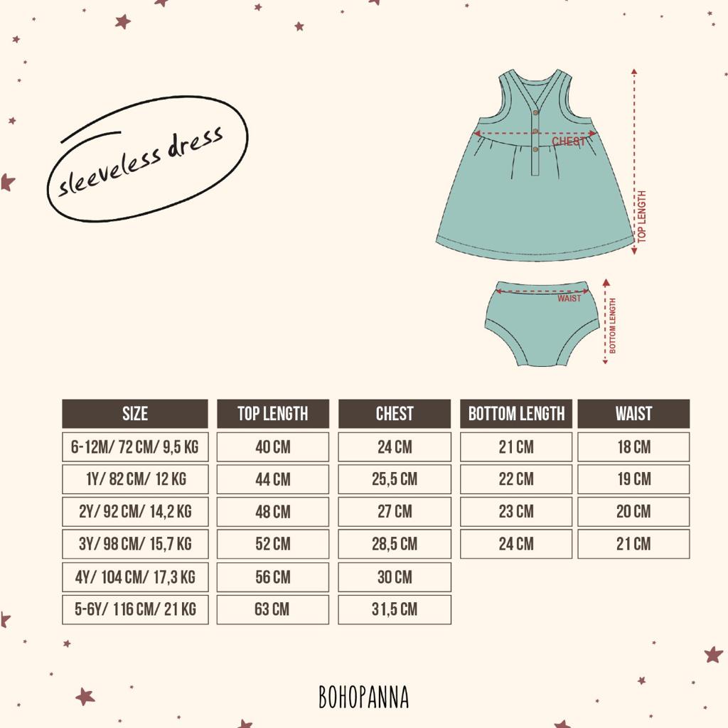 BOHOPANNA Sleeveless Dress 6M - 6Y Dress Kutung Fashion Anak Perempuan CBKS