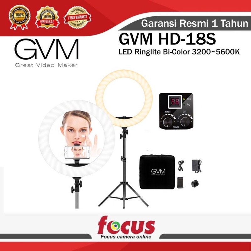 RINGLIGHT SECOND HD-18S 18 Inch Studio Ring Light 55W 3200-5600K Bi-Color - Lightstand Photo Studio