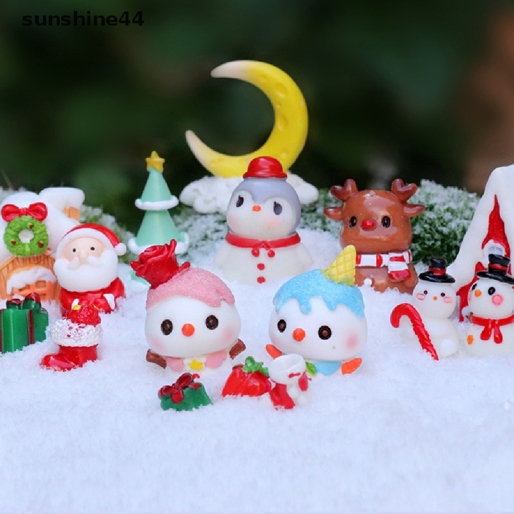 Sunshine Miniatur Santa Claus / Rusa Natal Bahan Resin Untuk Dekorasi Taman