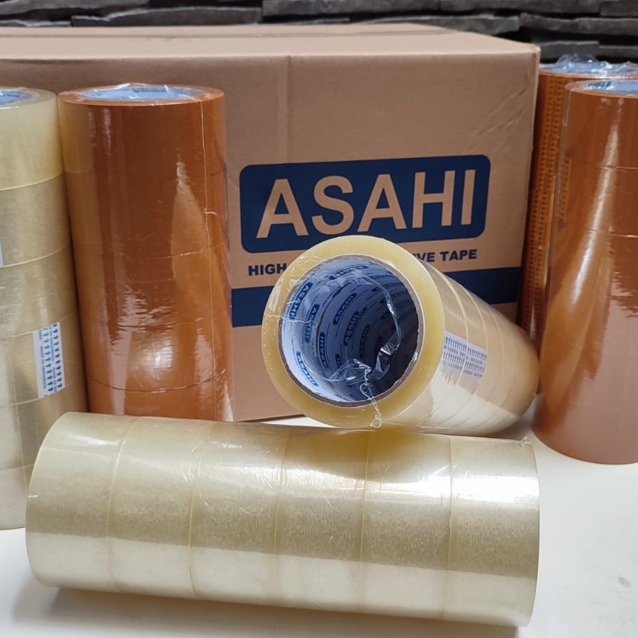 

Lakban murah berkualitas asahi 45 mm 90 yard bening kuning