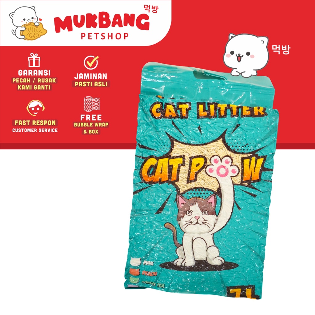 Cat Pow Tofu Soya Clump Litter 7L Pasir Kucing Gumpal Organik 7 Liter Clump Catpow Cat Litter Pasir Gumpal Wangi