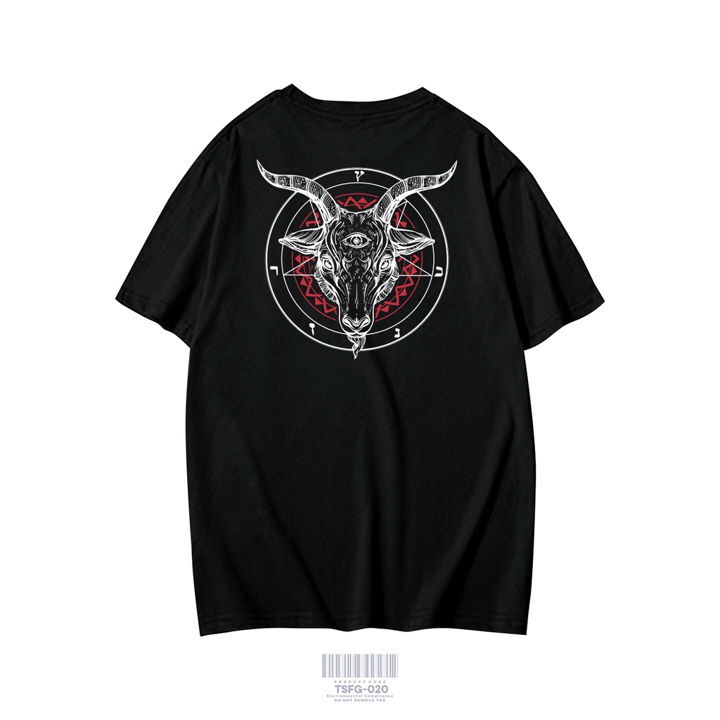 Baju Atasan Kaos Distro Pria Lengan Pendek Terbaru Keren 2022 Satanic Series Baphomet