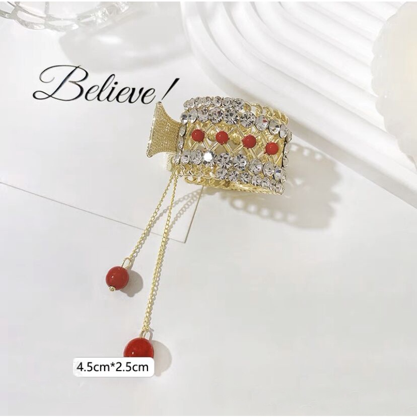 Aksesoris Jepit Rambut Ponytail Bahan Alloy Aksen Mutiara Berlian Imitasi Untuk Wanita