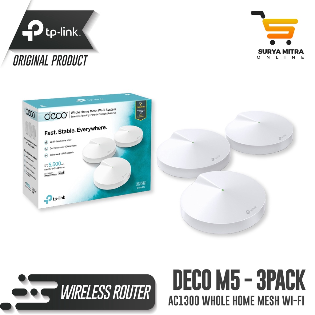 TP-LINK Deco M5 AC1300 Whole-Home Mesh Wi-Fi System ( 3-Pack ) Tplink
