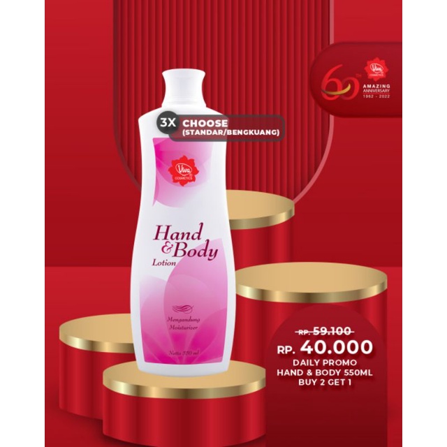 Paket 3 Hand Body Lotion 550ML _(bisa pilih varian Standar/Bengkuang) Viva