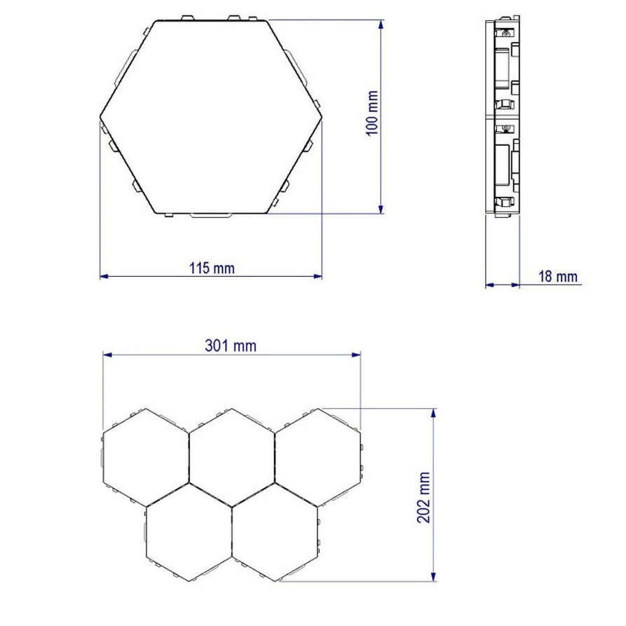 Lampu Dekorasi Dinding Quantum LED Lamp Modular Hexagon Touch 3 PCS - M99 - White - 7RLL37WH