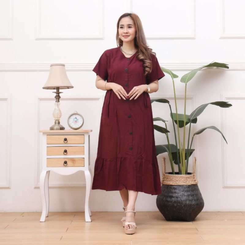 DRESS HOME DRESS RAYON POLOS CASUAL DRESS KOREAN STYLE