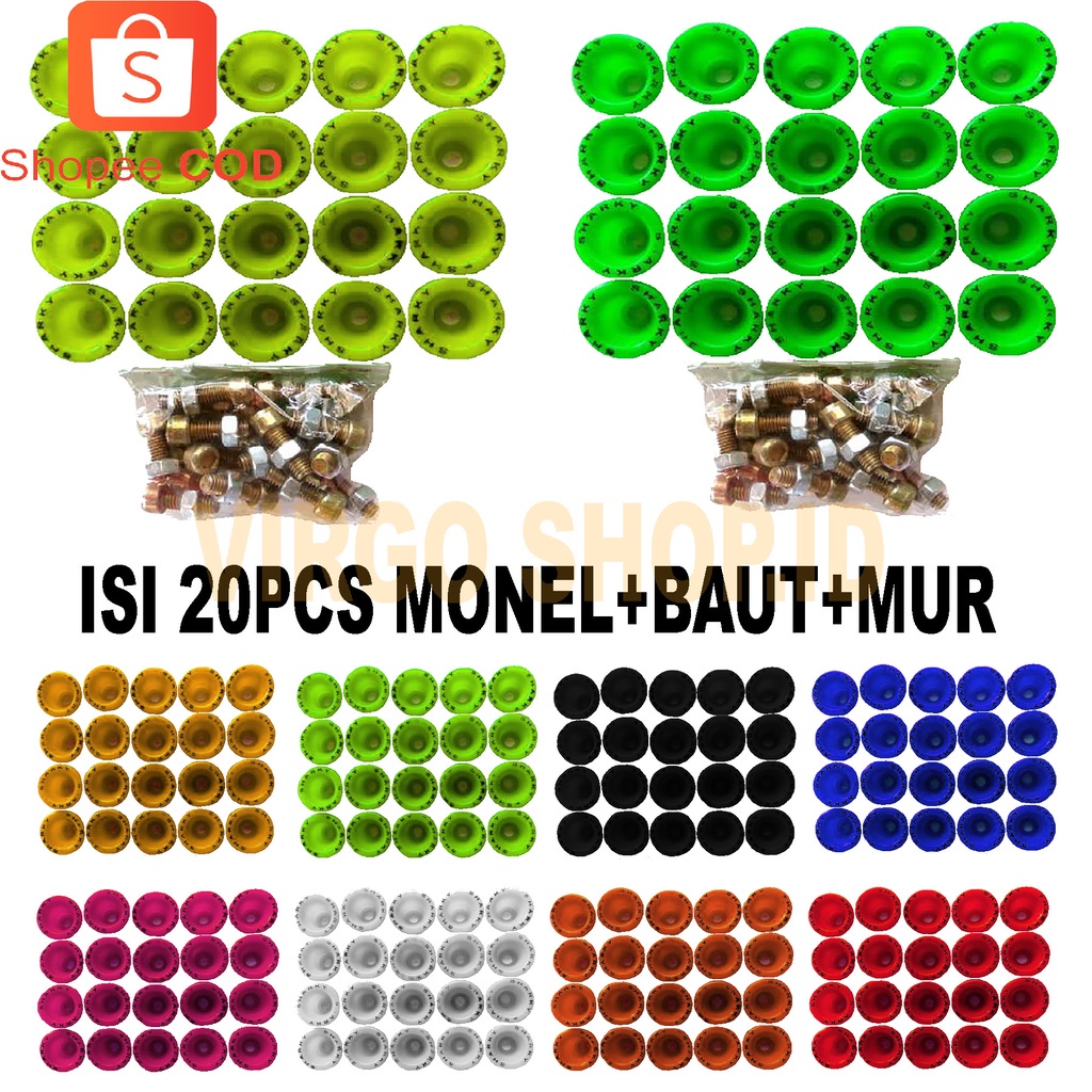 Monel Plastik Isi 20 / Ring Monel Sharrky Isi 20Pcs Bahan Plastik + Mur Baut - Variasi Motor / Monel Mangkok L 10 Plastik + Baut Mur / Plastik / Monel / Baut