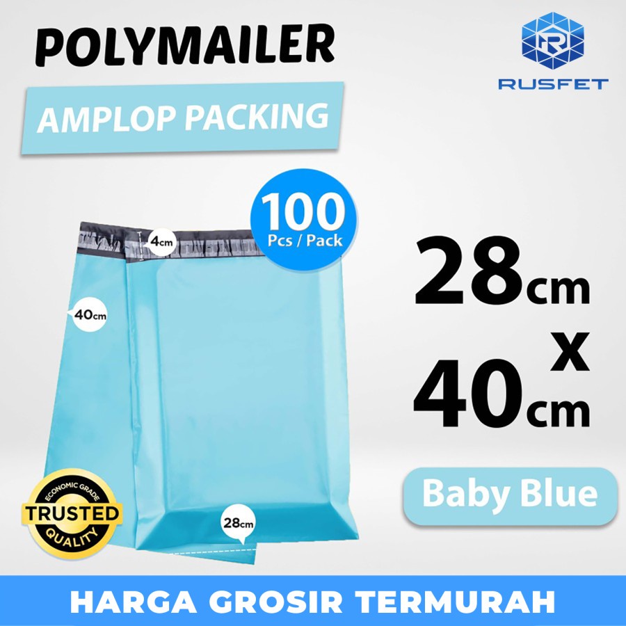 

Polymailer Pack Blue 28x40cm amplop Plastik Packing Olshop Ekonomis