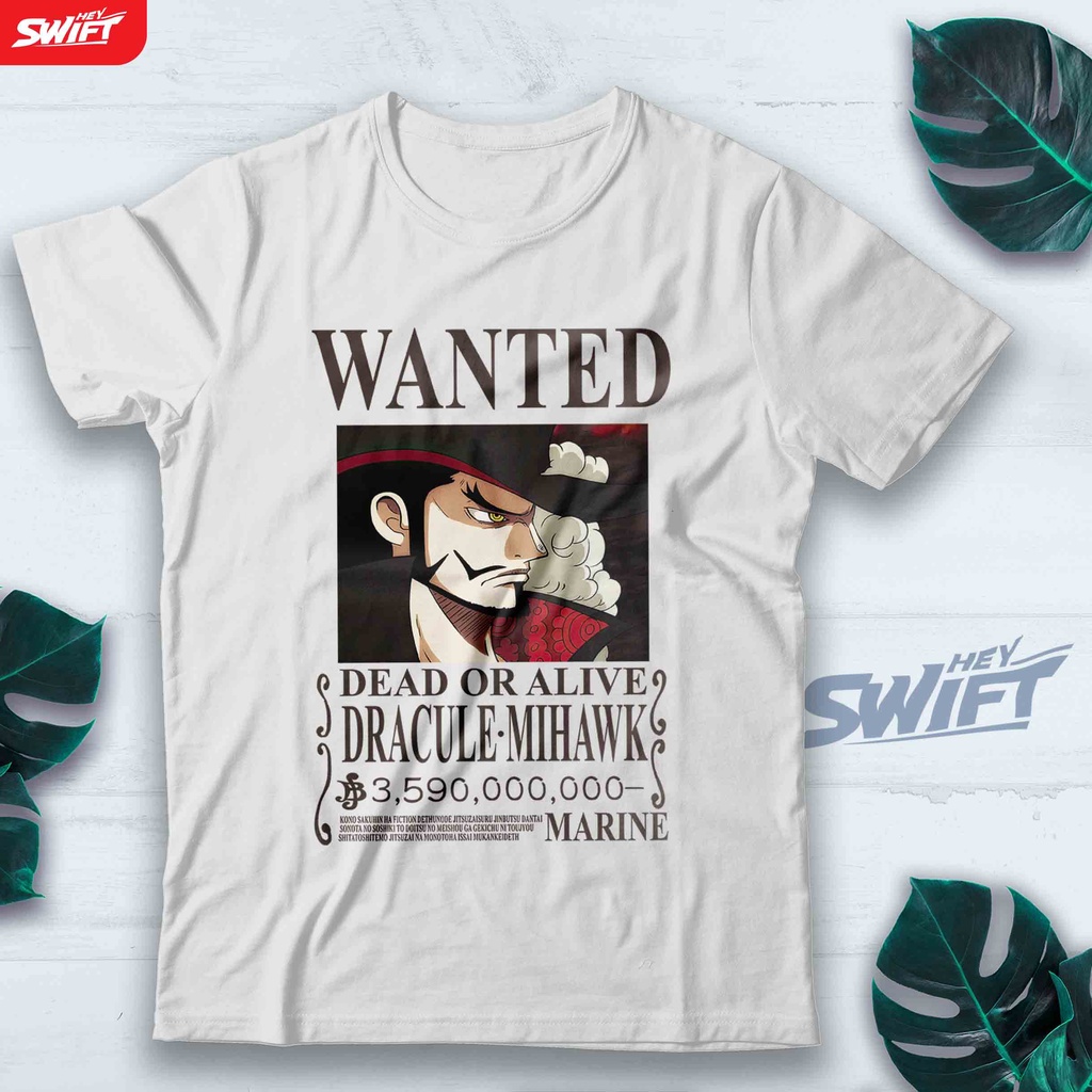 KAOS Wanted bounty Mihawk Cross Guild one piece anime TSHIRT BAJU DISTRO