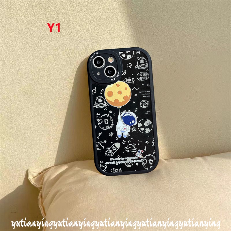 Soft Case Desain Kartun NASA Astronauts Balon Oval Untuk IPhone 13 11 12 14 Pro MAX XR 7 8 Plus 6 6s Plus 14 Plus X XS MAX SE 2020