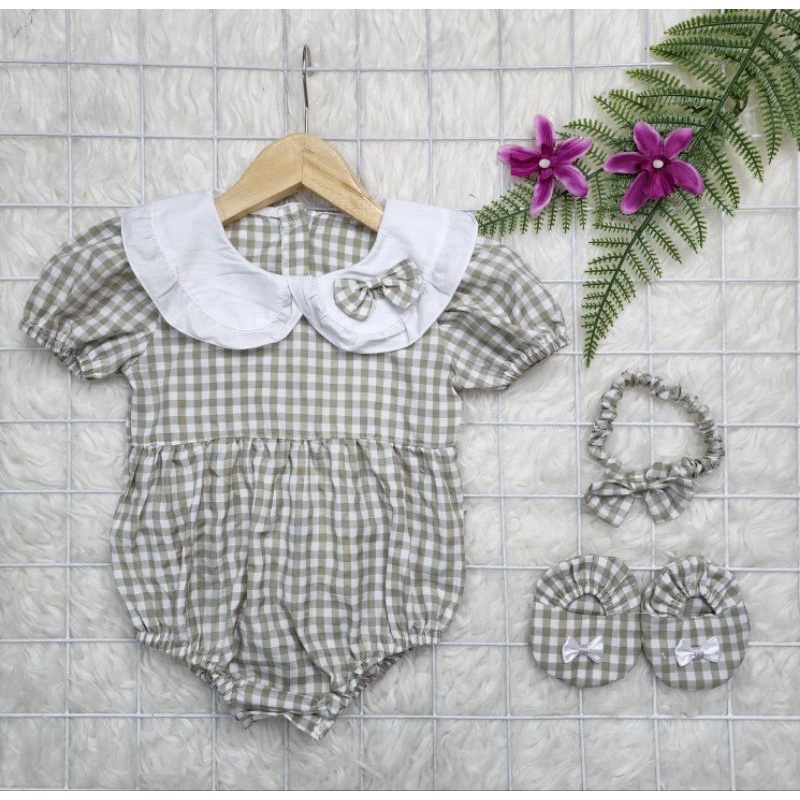 Baju bayi perempuan Set Jumper Tartan