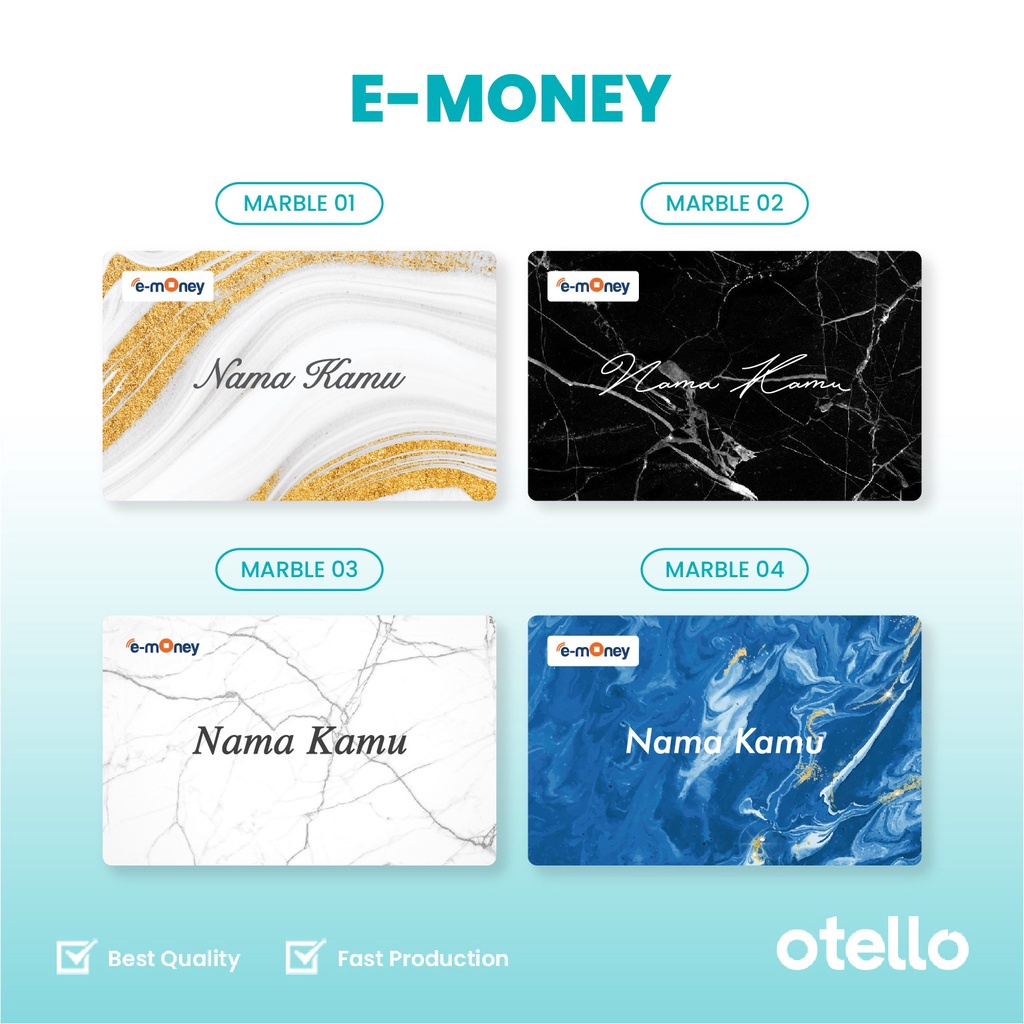 eMoney Flazz Tap Cash Brizzi Marble Kartu Custom Nama eToll Card UV Print