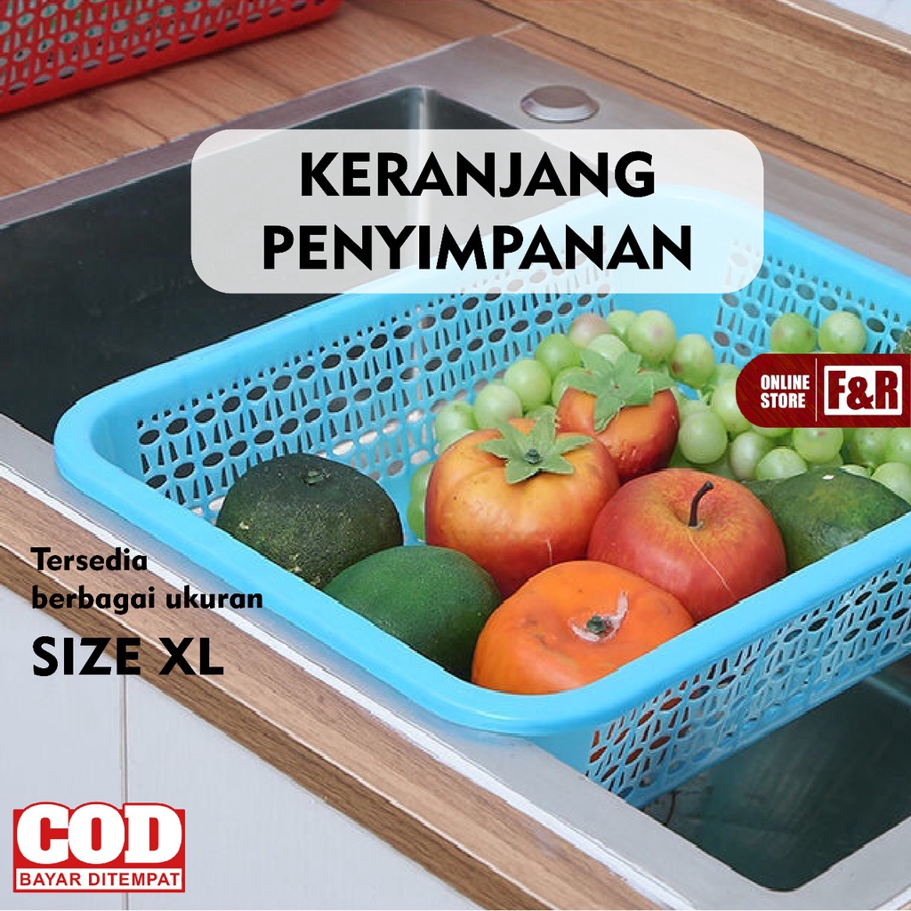 Keranjang Penyimpanan Tempat Serbaguna Kotak Organizer Kranjang Plastik Laundry Pakaian Size XL