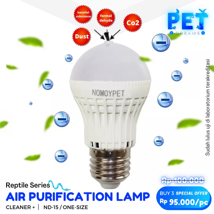 LAMPU LED PEMBERSIH UDARA KANDANG REPTIL REPTILE AIR PURIFIER SULCATA