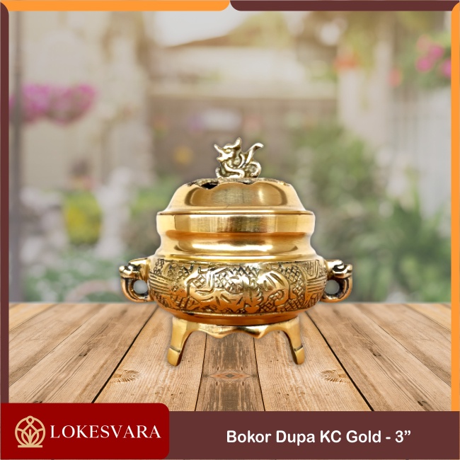 Tempat Dupa Hiolo Bokor KCB Gold Kuningan 3inch