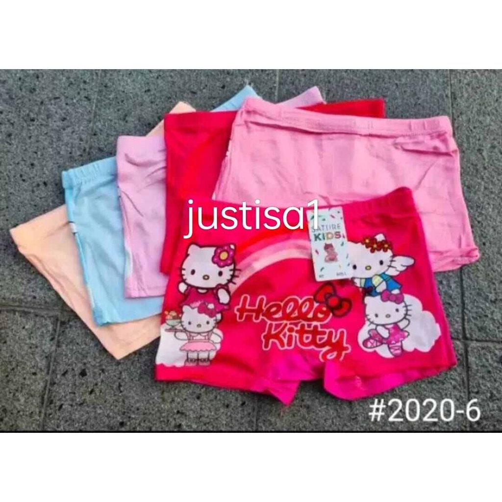 GROSIR 6 PCS CD BOXER ANAK PEREMPUAN KARAKTER LUCU HELLO KITTY TERMURAH..SEMPAK ANAK CEWE