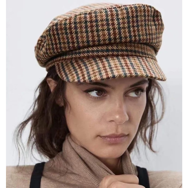 ZRA CHECK NAUTICAL CAP / ZRA TWEED CAP