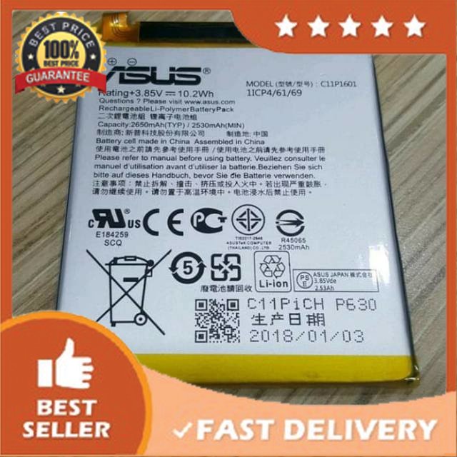 BATERAI BATERE BATERY BATRE ASUS ZENFONE 3 ZE520KL ZB501KL C11P1601 ORIGINAL