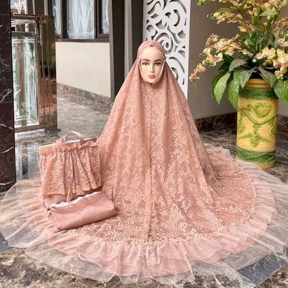 VL PRITA MUKENA DEWASA PREMIUM TULE PRINCESS DOT ADEM JUMBO SILKY SILK LACE BESAR KADO HADIAH IBU DE