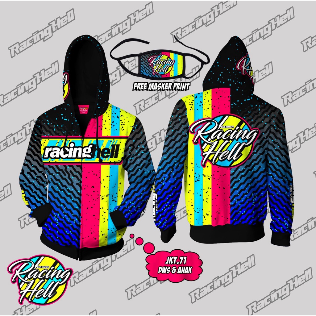 Jacket Anak Racing | Pakaian Jacket Anak Motor motif Racing hell