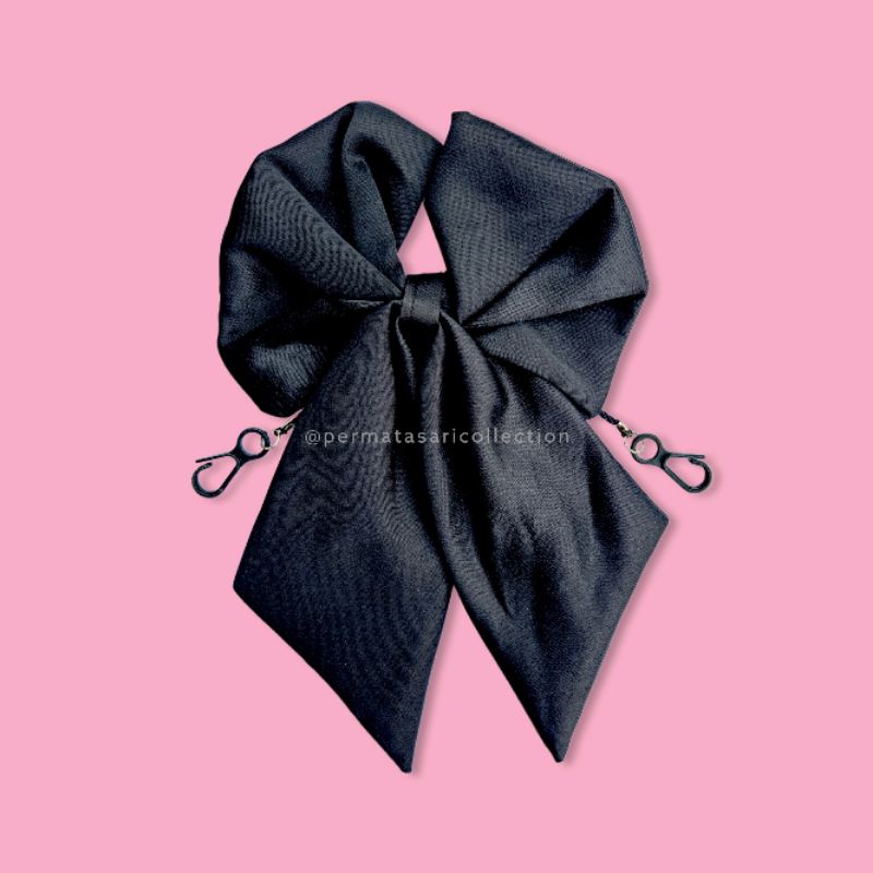 Konektor Masker Pita Besar Jumbo Karet Hitam Lucu Mewah Elegan Vintage Wanita Remaja Dewasa Strap Tali Masker Mask Polos Chain Mask Hijab Muslim