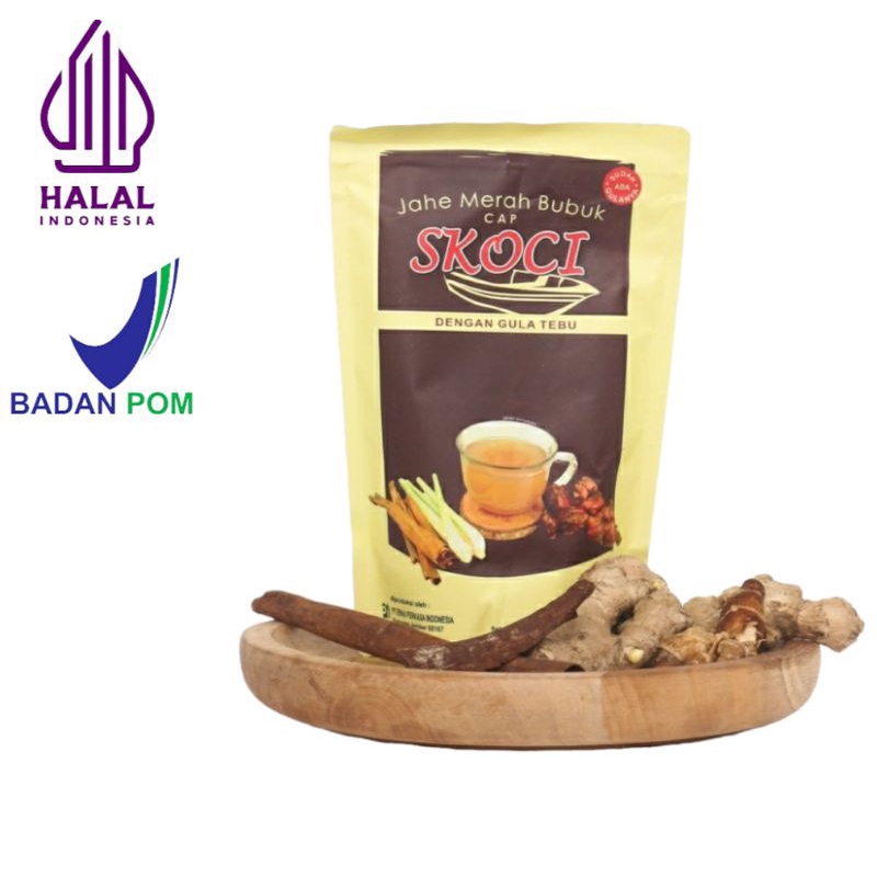 

JAHE MERAH BUBUK cap SKOCI 200gram Red Ginger 100% HALAL & BPOM