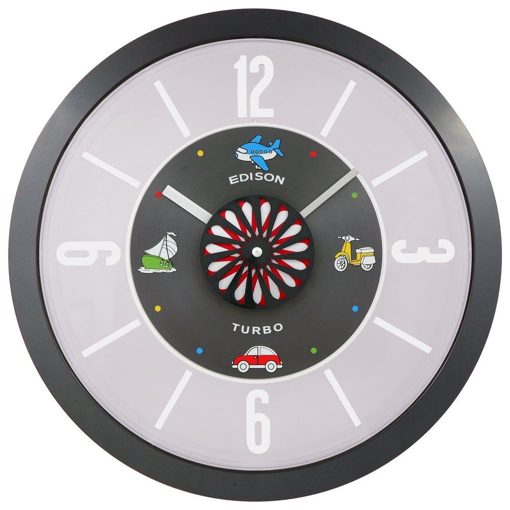 Jam Dinding Edison Sweep ES 3382 TB Timbul Plate Metal Diameter 330mm 33cm