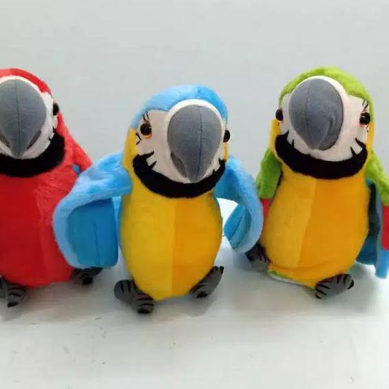 Talking Bird - Boneka Burung Beo Makau bisa menirukan suara - Biru
