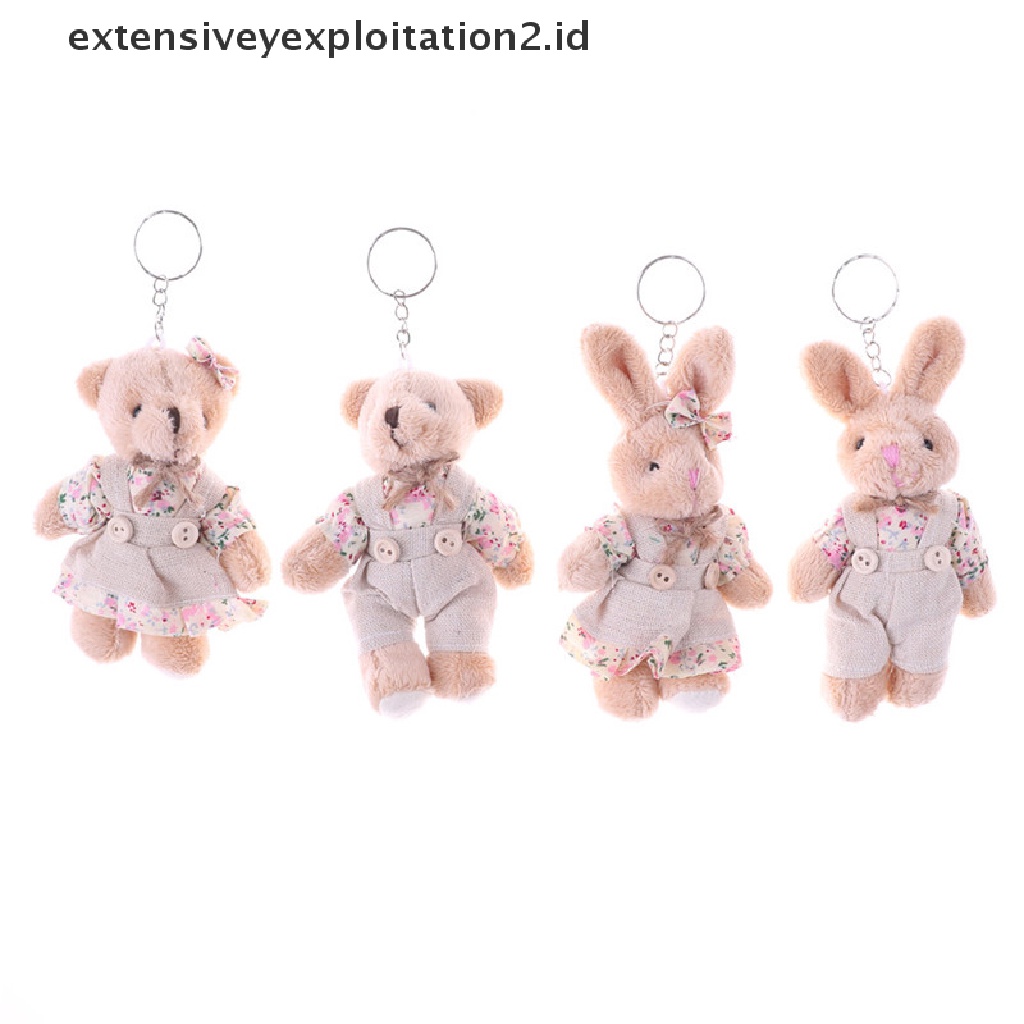 1 Pasang Gantungan Kunci Boneka Kelinci Teddy Bear Bahan Kain Plush 11cm Untuk Hadiah Pasangan Teman 2017