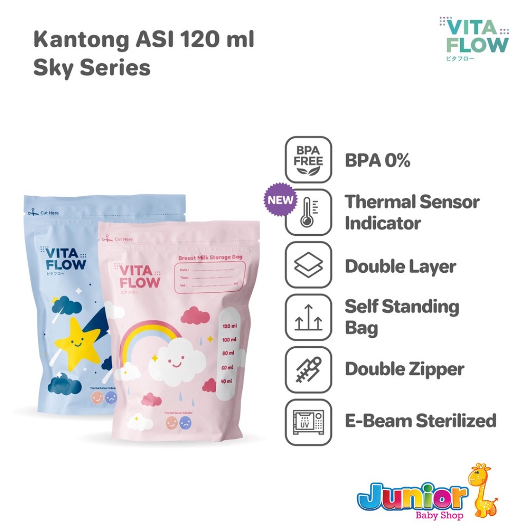 VITAFLOW Kantong ASI 120ml - Double Zipper Anti Bocor