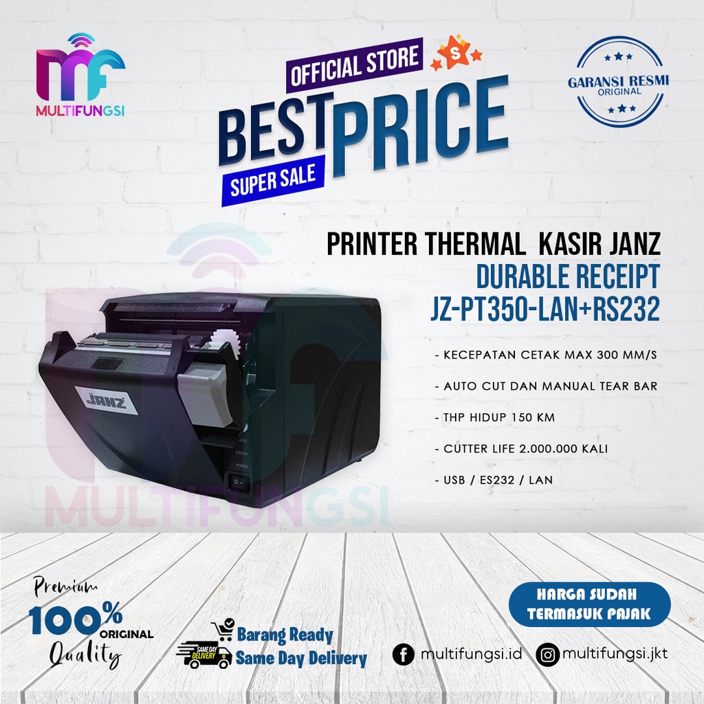 Printer Thermal JANZ Durable Receipt JZ-PT350-LAN+RS232