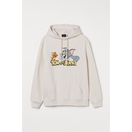 HOODIE H&M TOM AND JERRY CREAM / HNM TOM AND JERRY FULLTAG