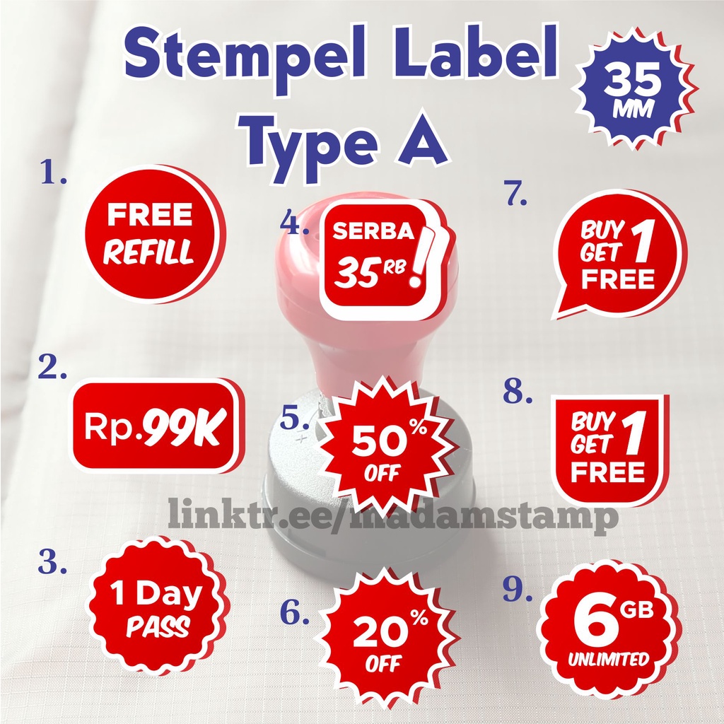 

stempel label A promosi nama toko konter counter hp voucher diskon